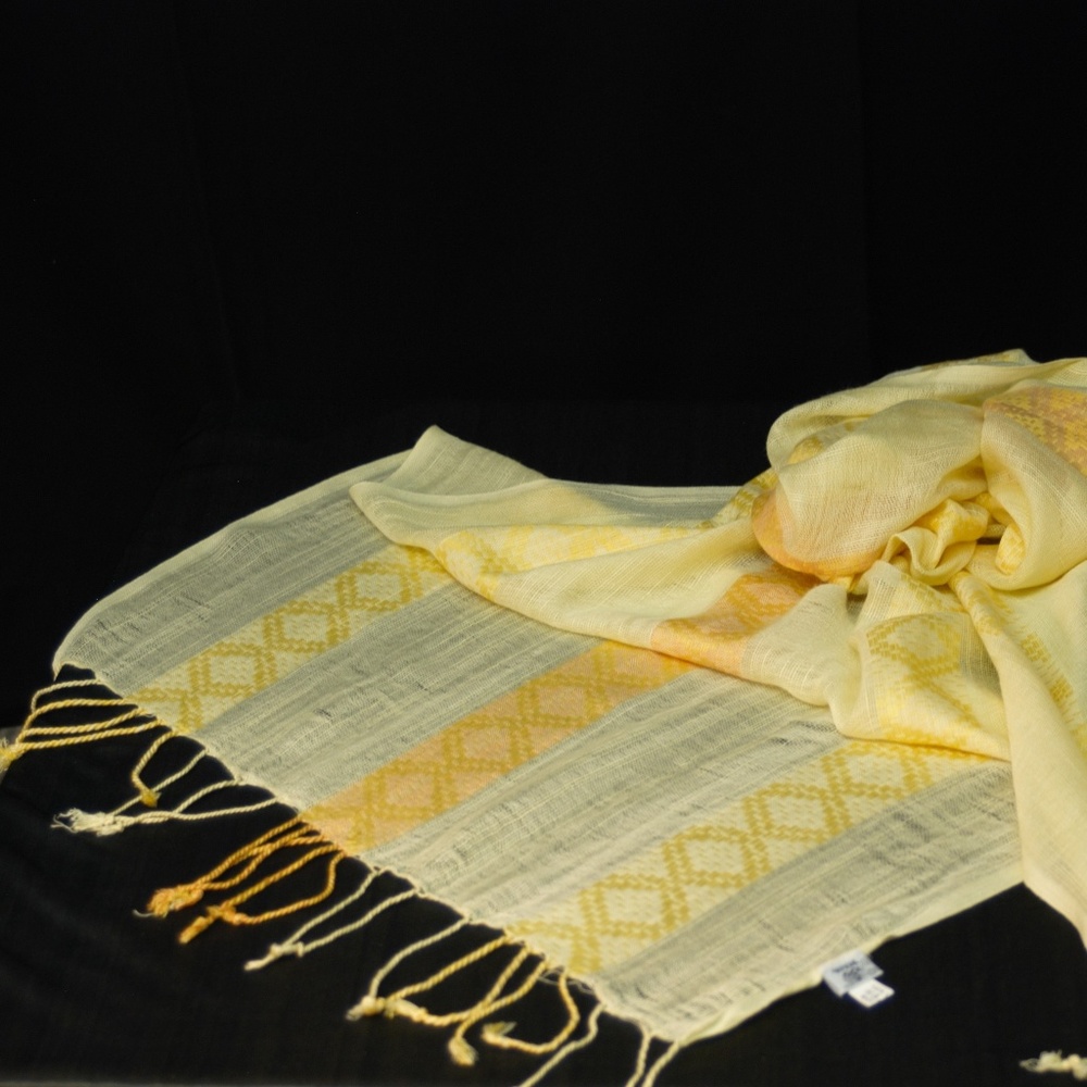 prAna Scarf loose weave yellows and peachy- golds